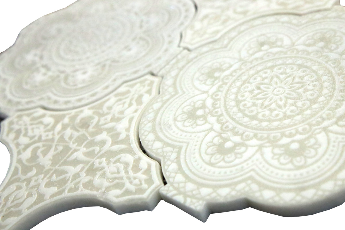 Marakkesh White Marble Waterjet Mosaic Tile