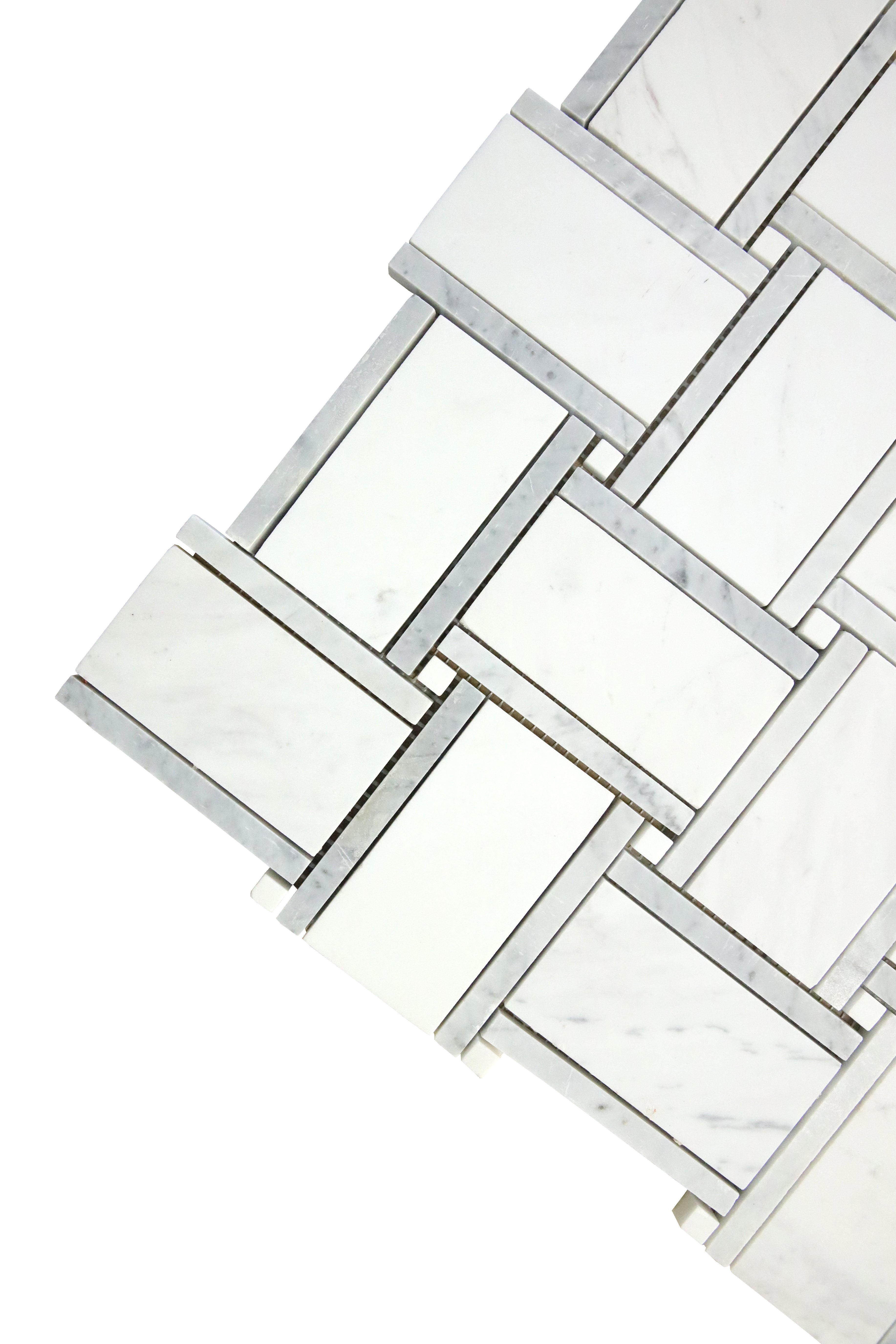 Dolomit Large Basketweave Carrara Strip Marble Mosaic Tile