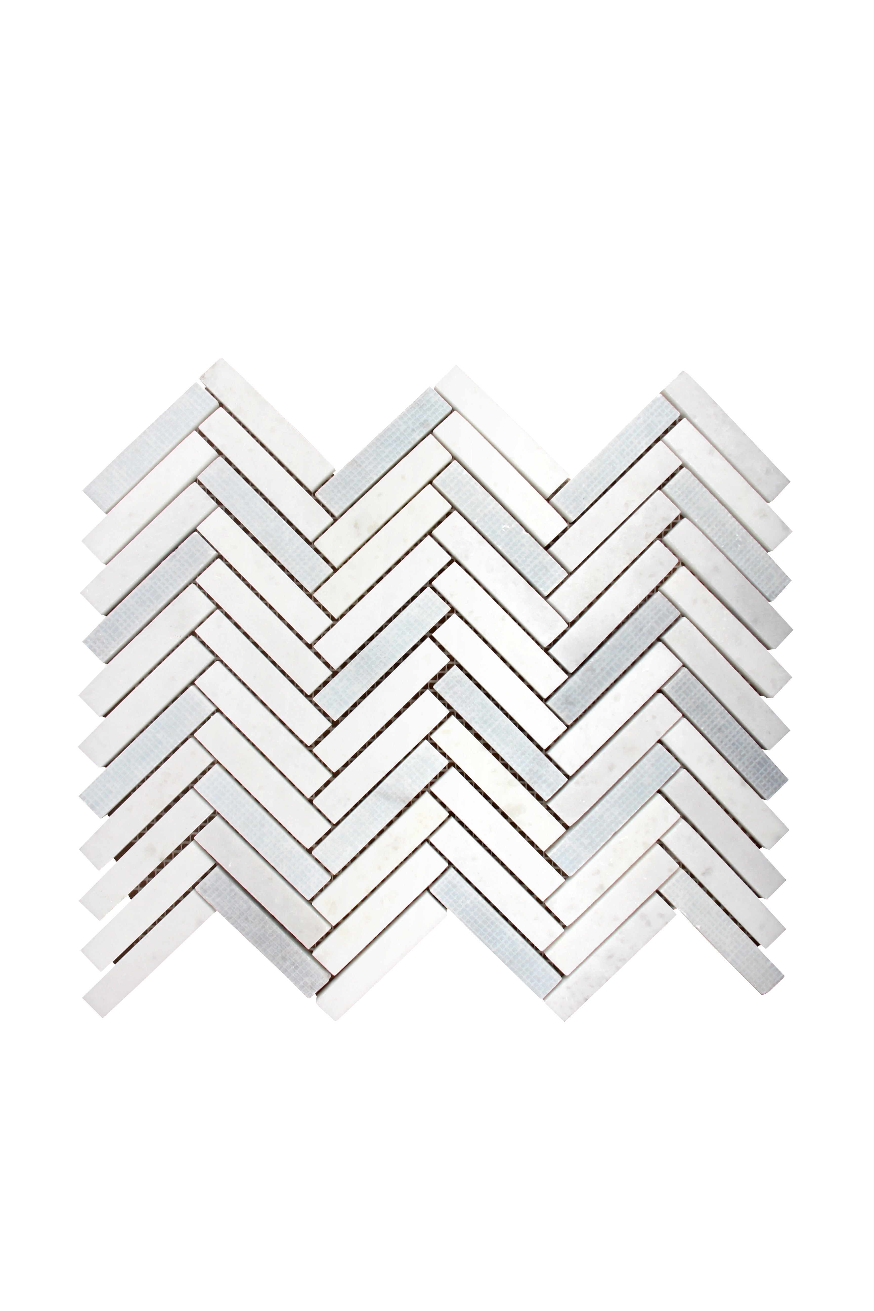 Azul White Herringbone Marble Mosaic Tile