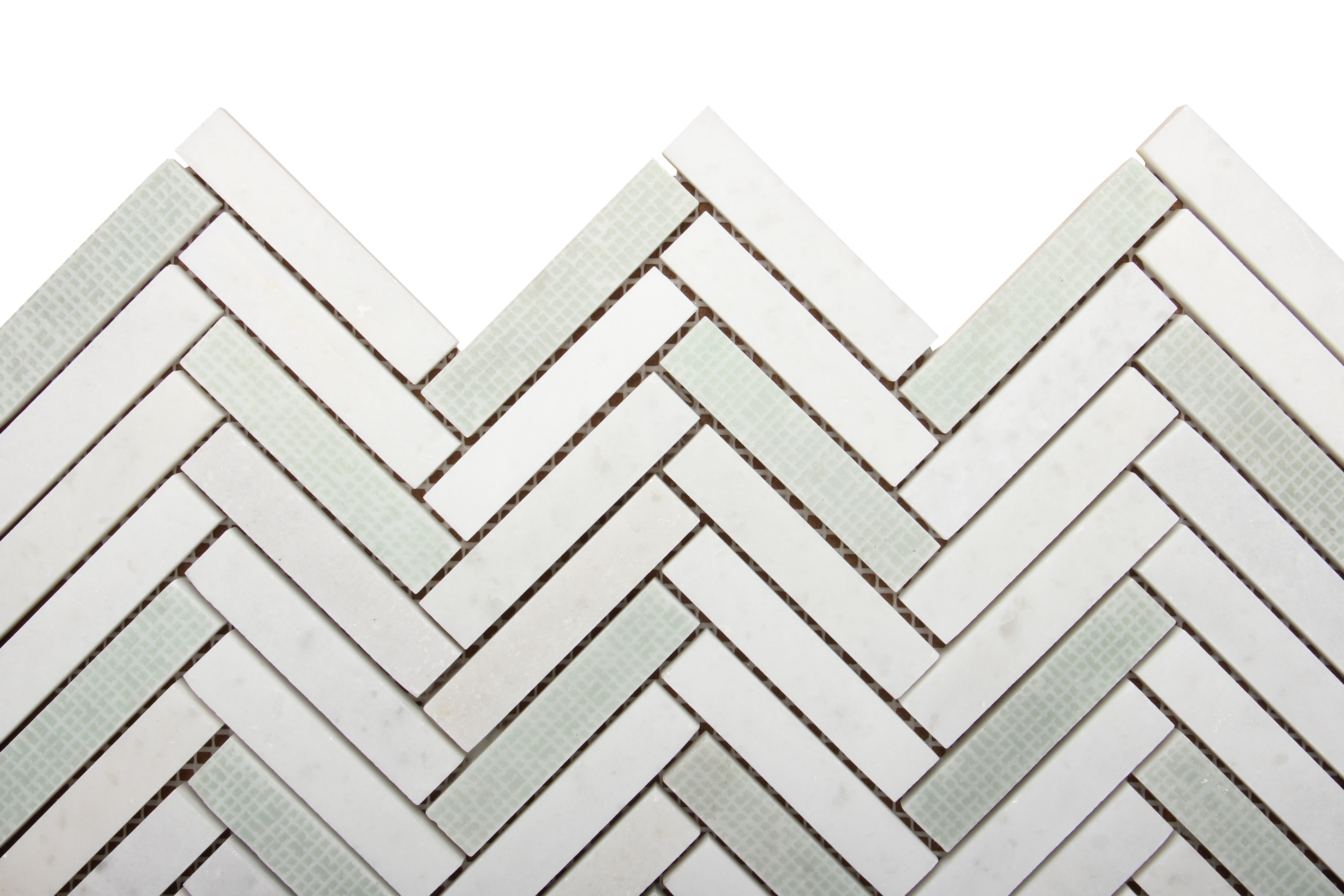 Verde White Herringbone Marble Mosaic Tile