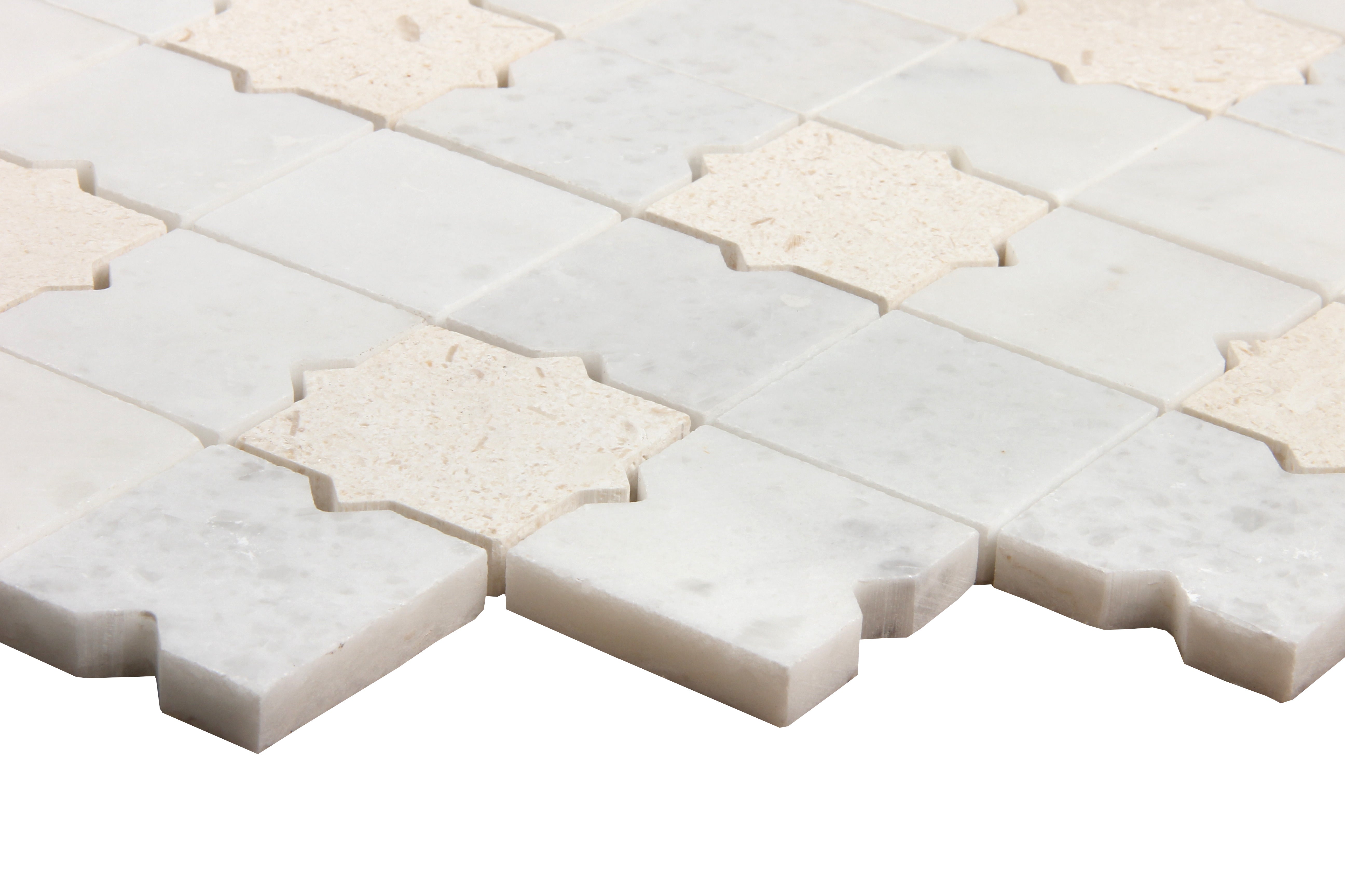 Zeno Limra White Marble Waterjet Mosaic Tile