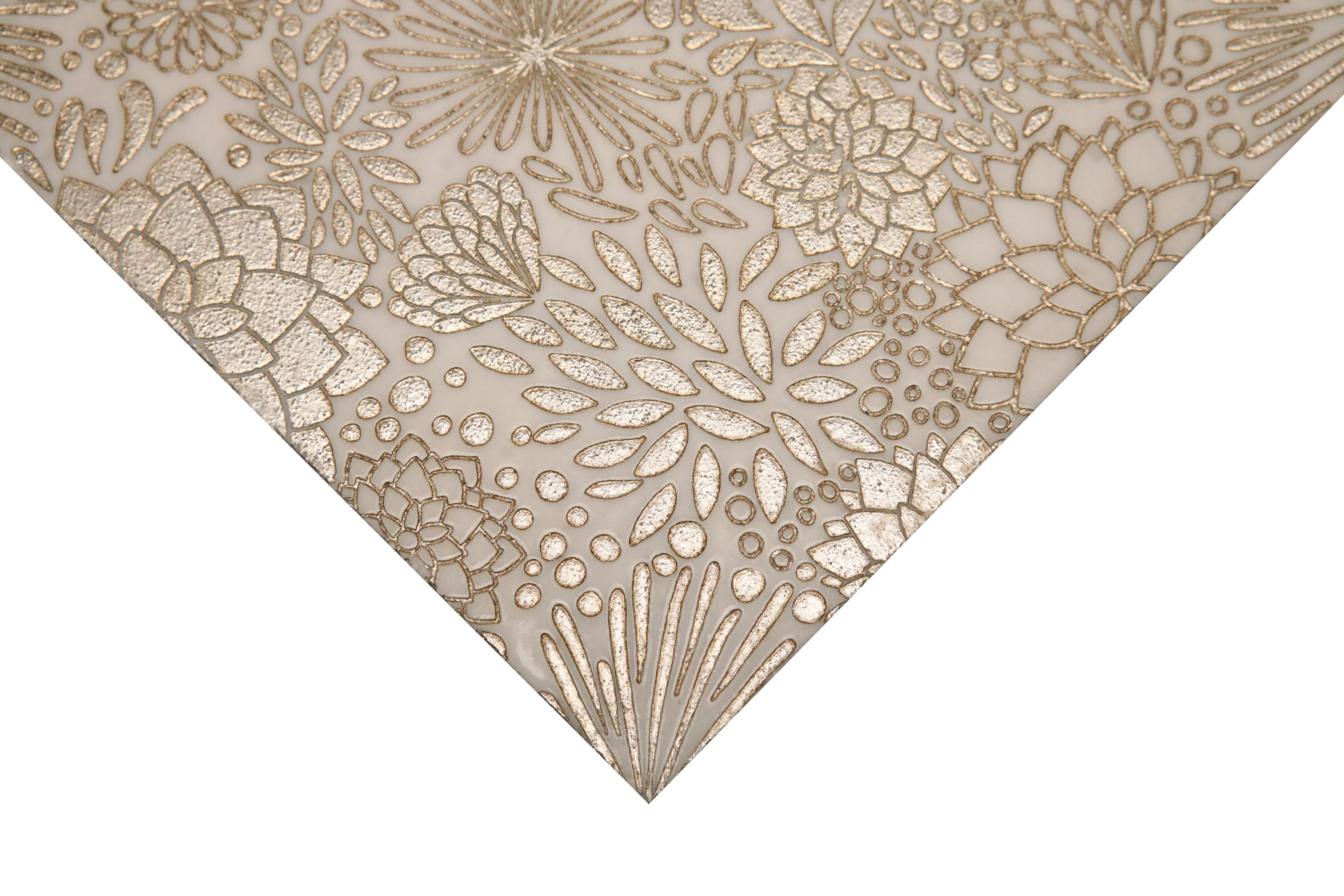 Lidya Garden white marble textured mosaic tile with dimensional surface detail