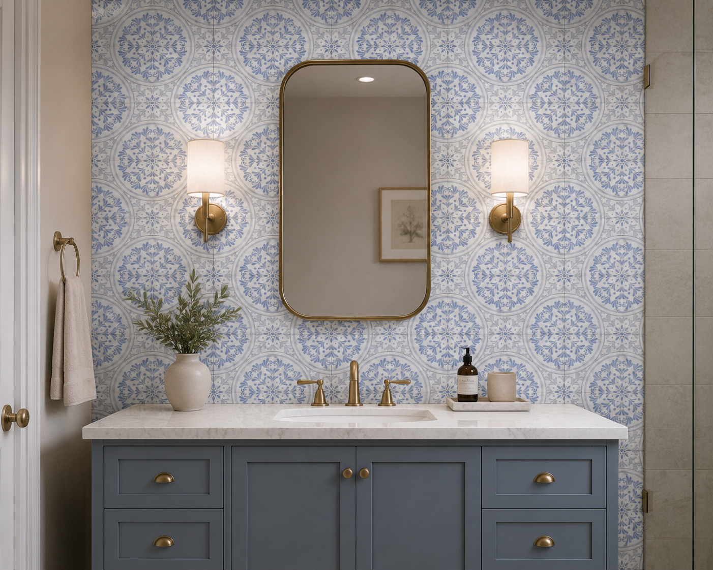 Amelia Iris White Marble Decorative Mosaic Tile