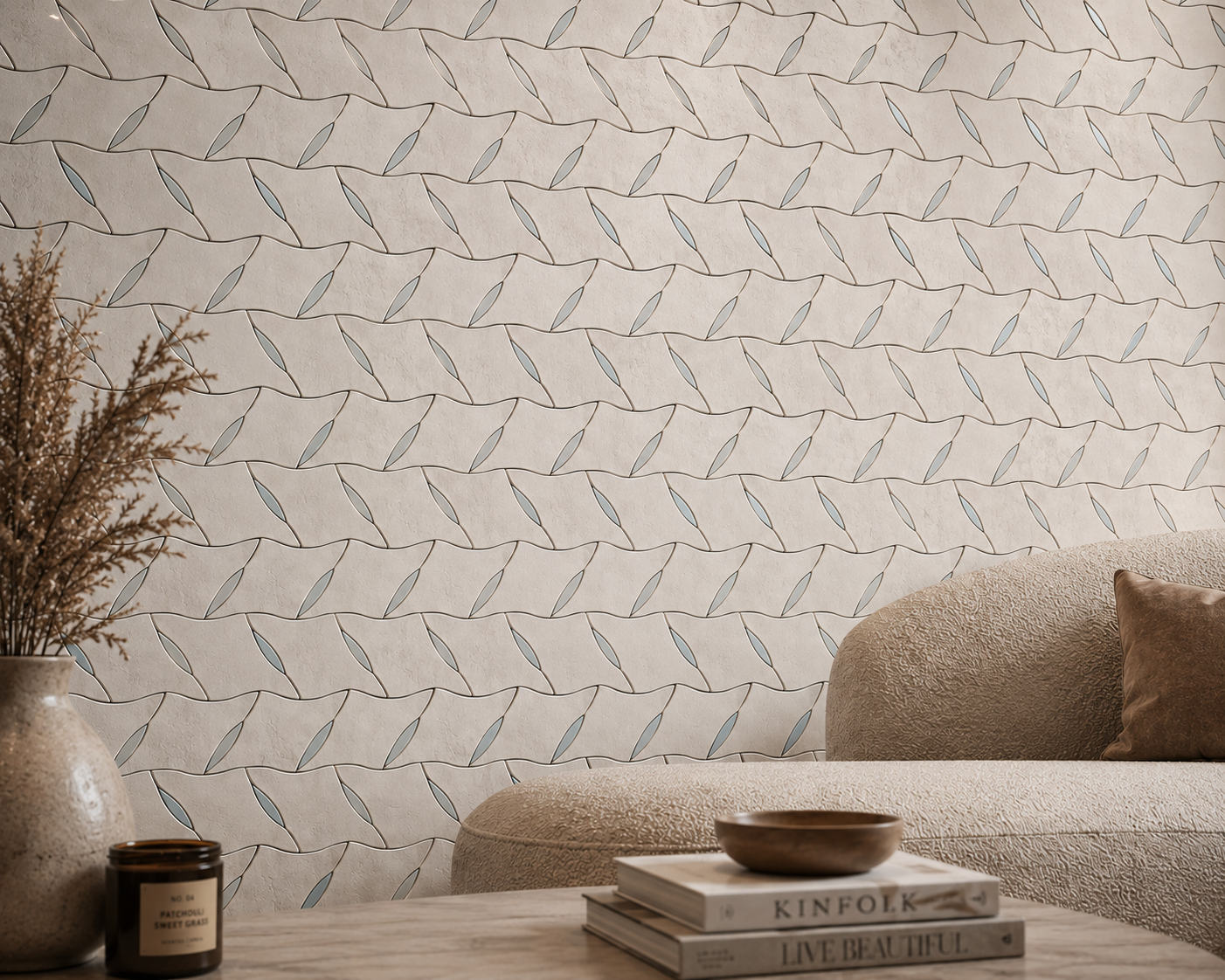 Zoey Leaves White Marble Waterjet Mosaic Tile