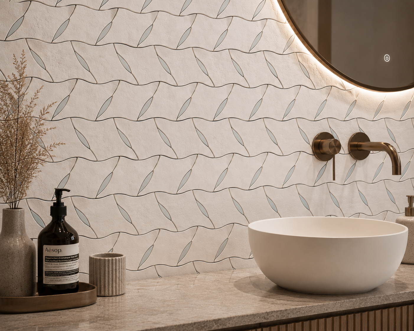 Zoey Leaves White Marble Waterjet Mosaic Tile
