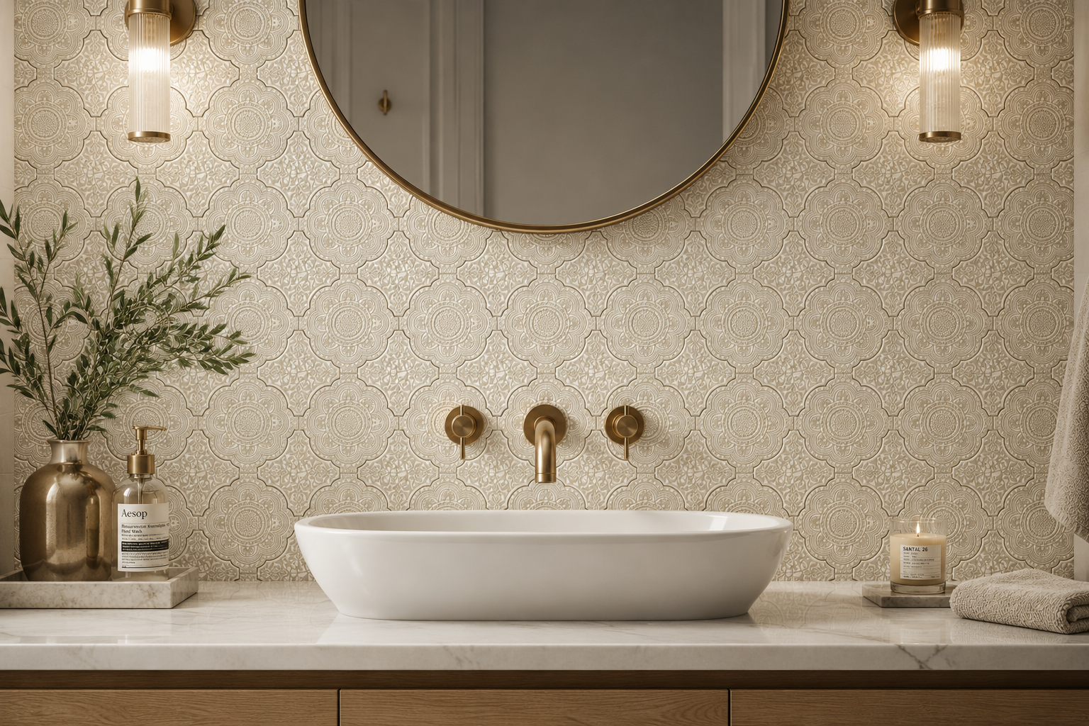 Marakkesh White Marble Waterjet Mosaic Tile