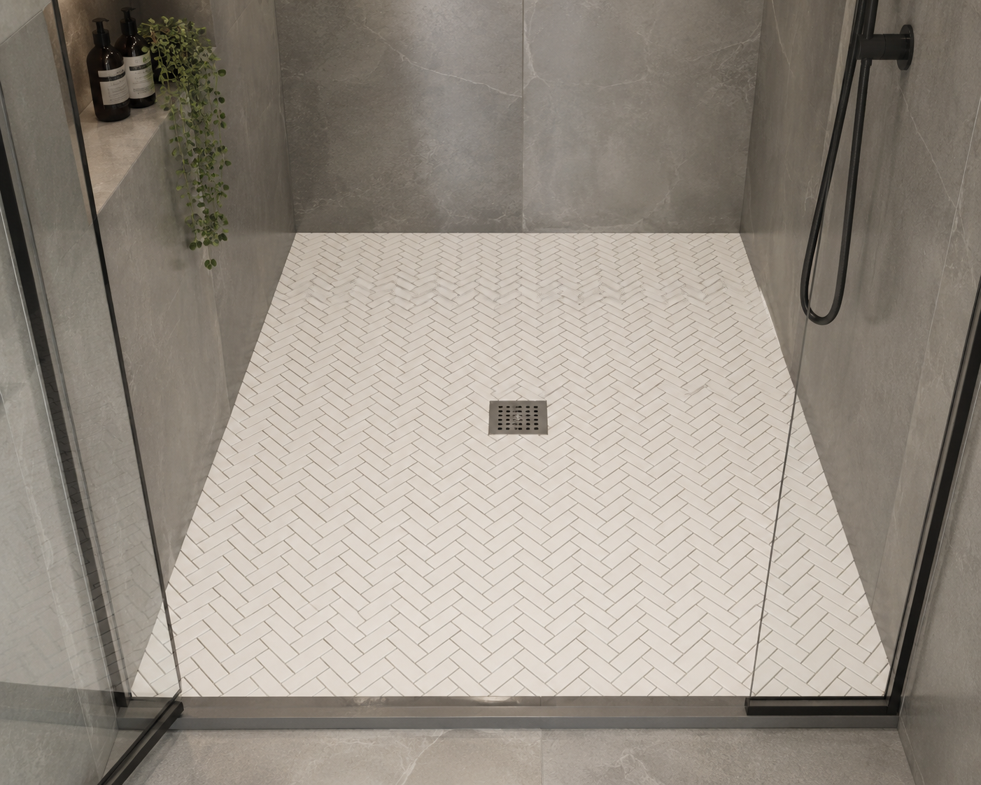 Thassos Herringbone Marble Mosaic Tile