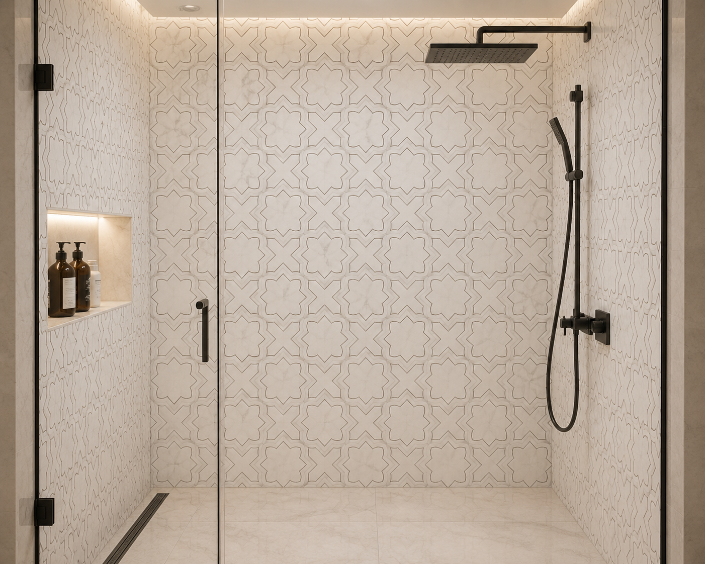 Basil White Dolomite & Turkish Carrara Marble Waterjet Mosaic Tile