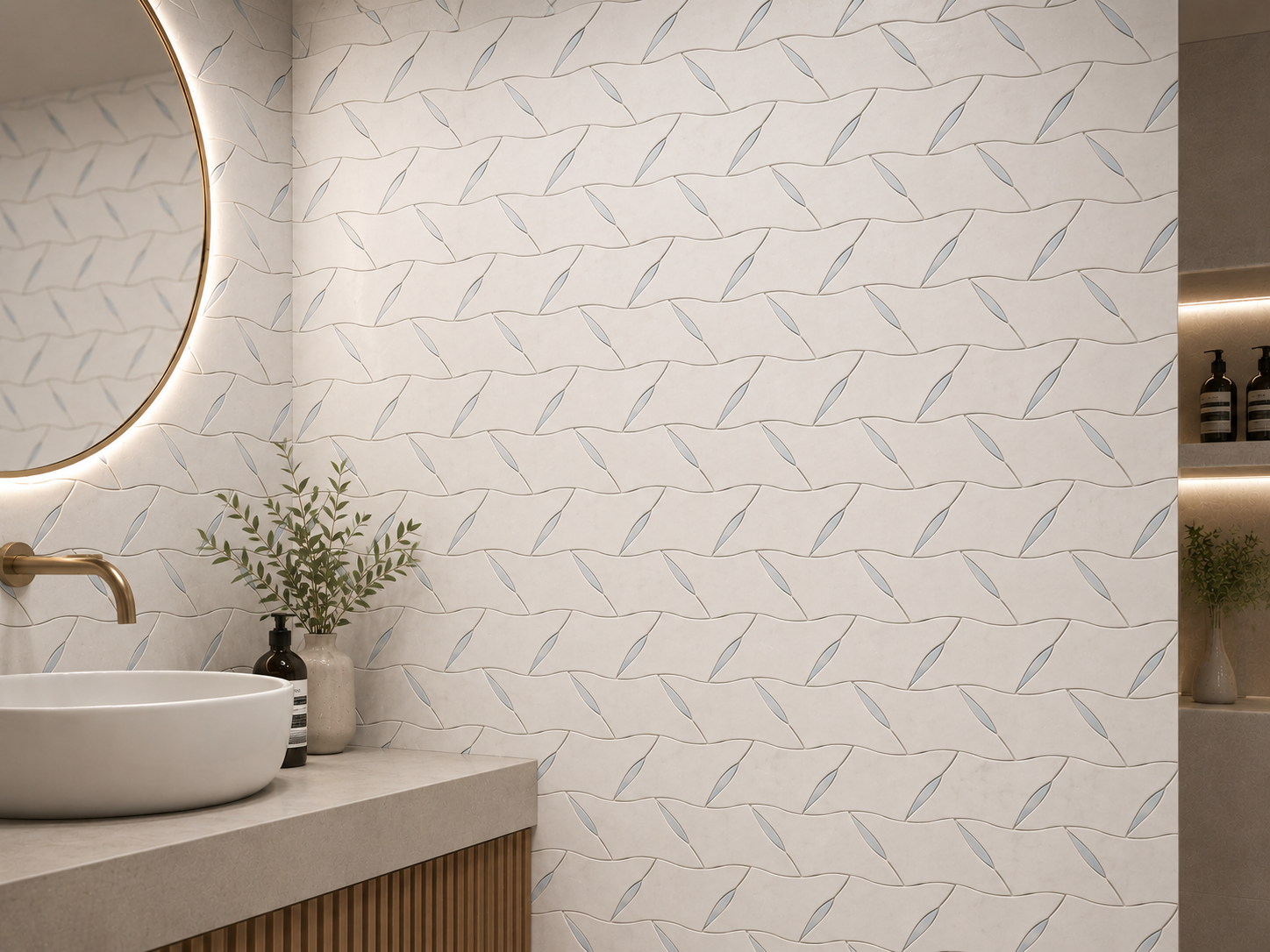 Zoey Leaves White Marble Waterjet Mosaic Tile