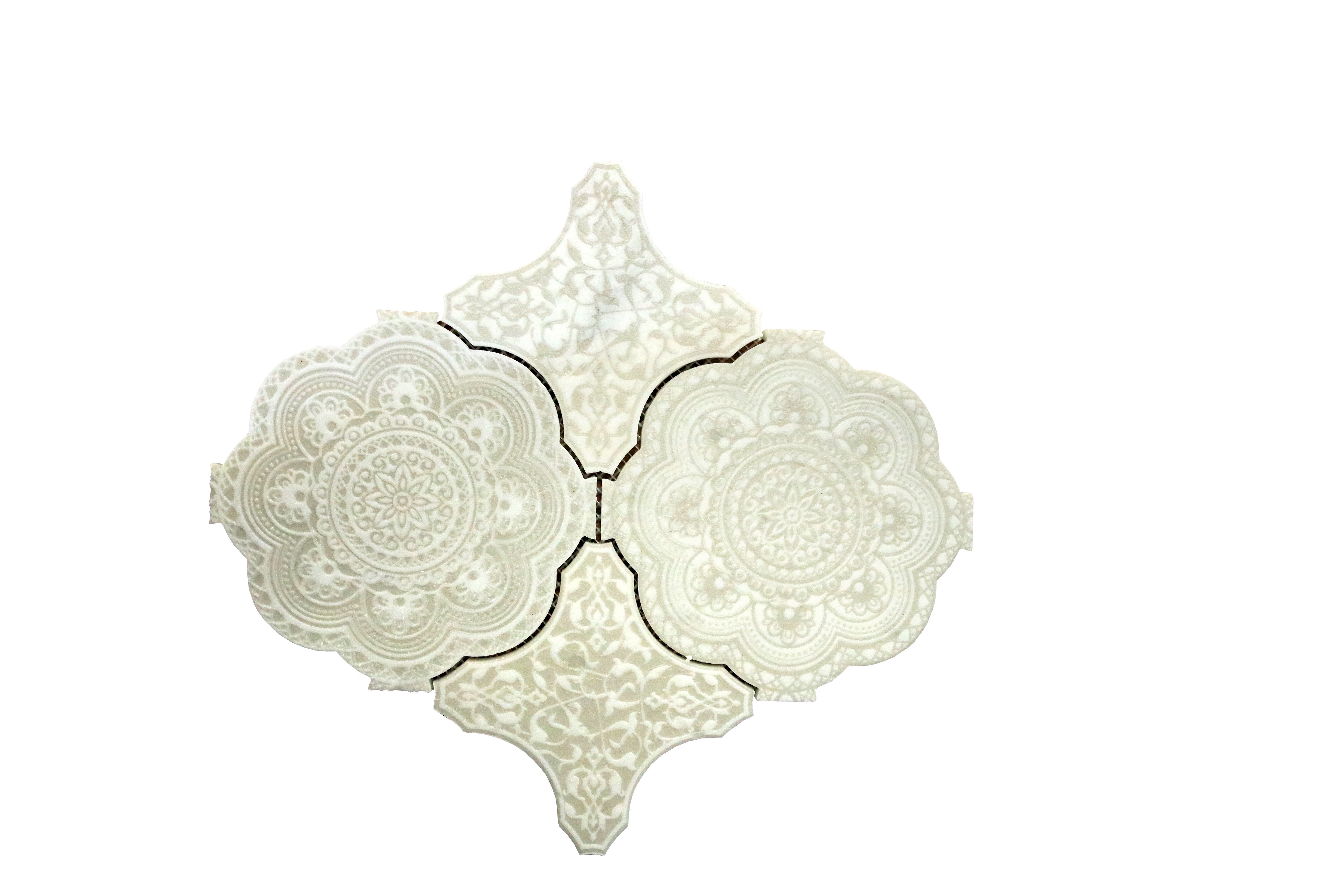 Marakkesh White Marble Waterjet Mosaic Tile