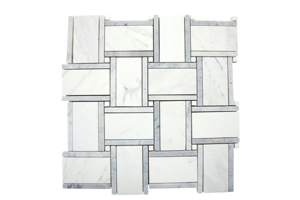 Dolomit Large Basketweave Carrara Strip Marble Mosaic Tile