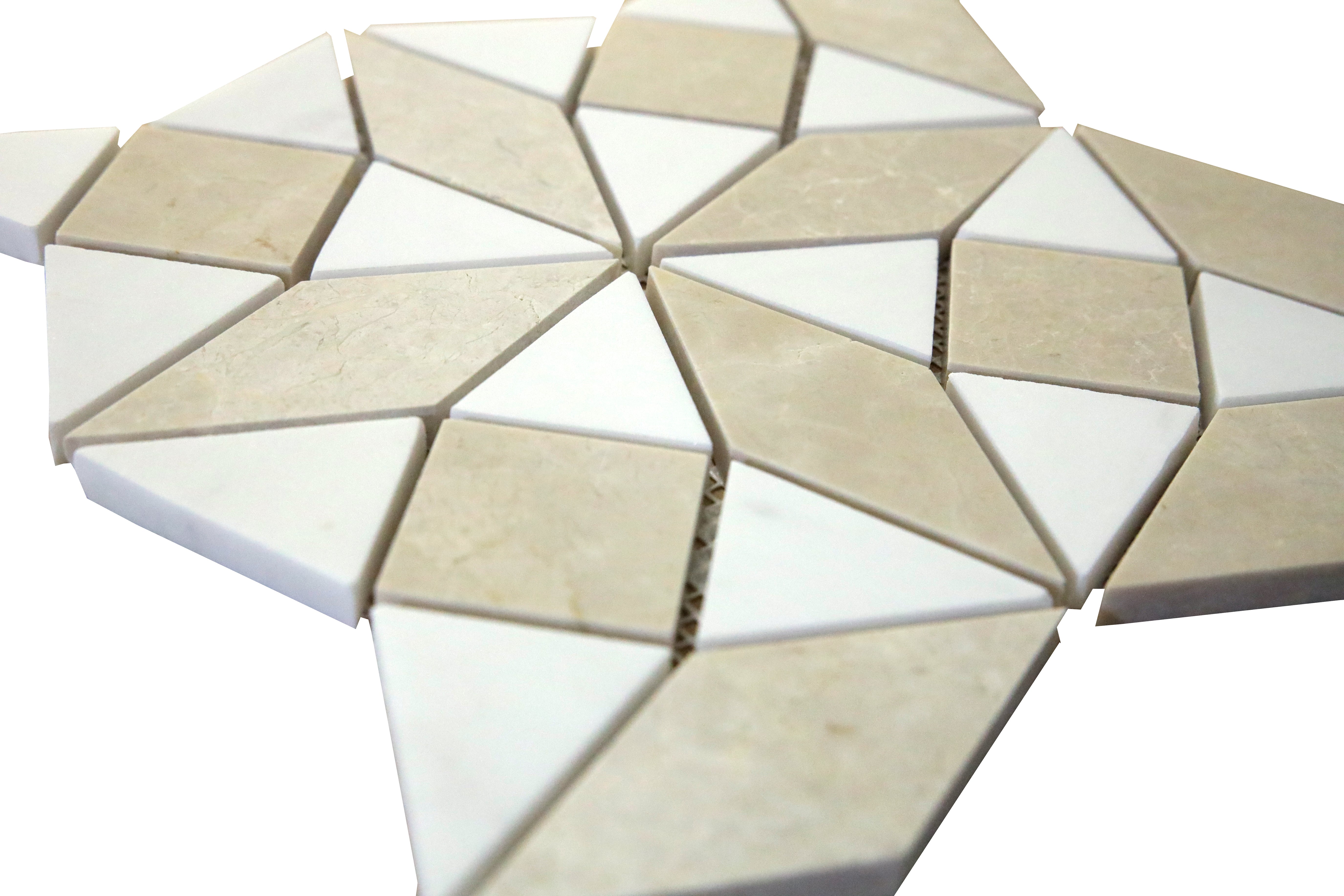 Athena Cream & Dolomite Marble Waterjet Mosaic Tile