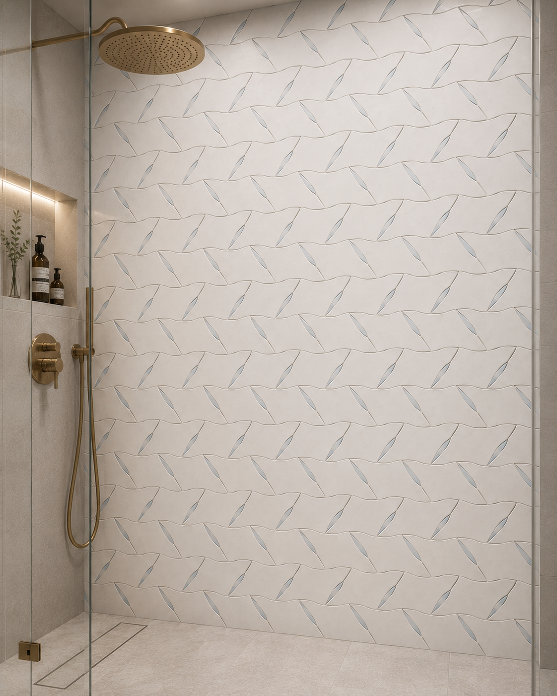 Zoey Leaves White Marble Waterjet Mosaic Tile