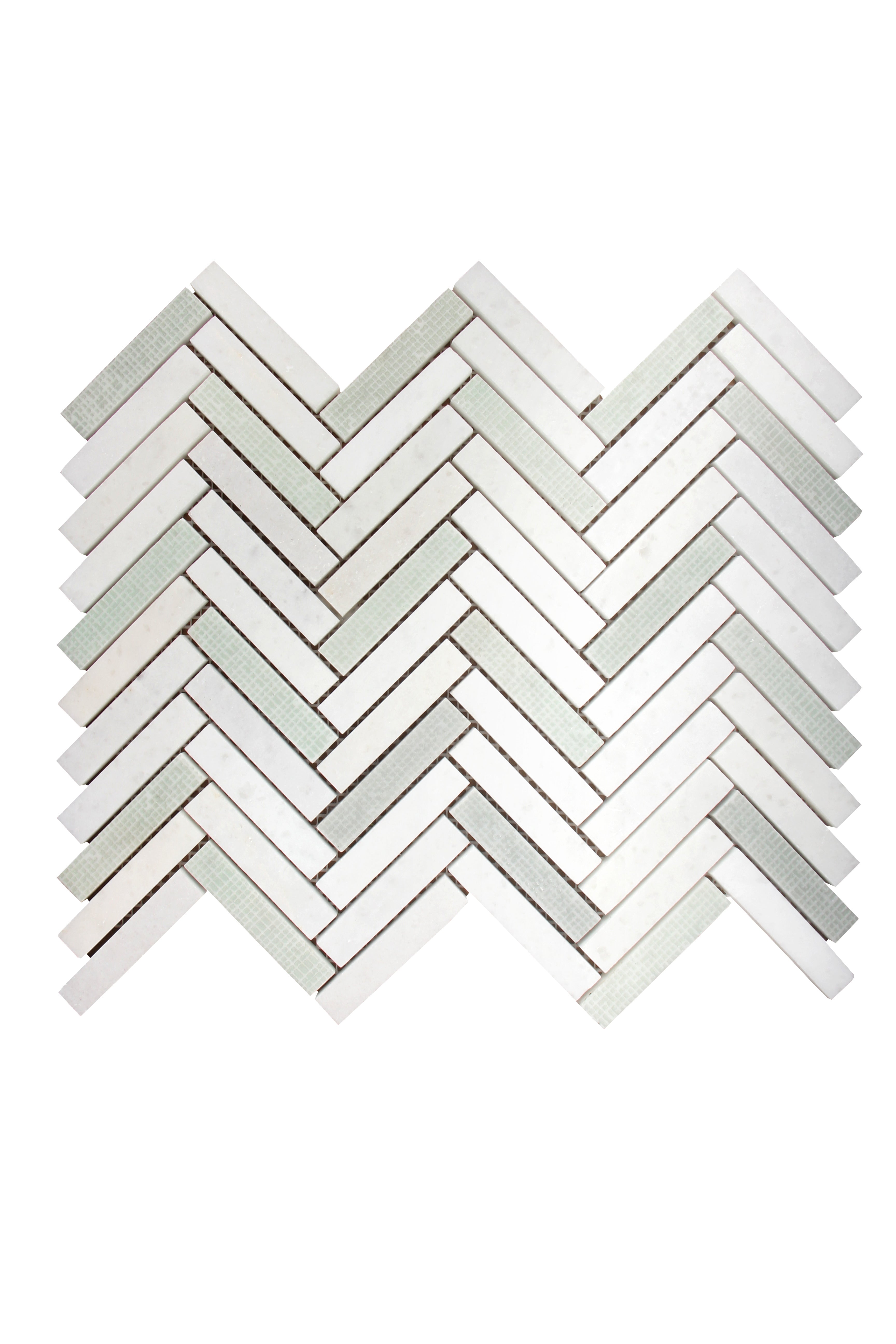 Verde White Herringbone Marble Mosaic Tile