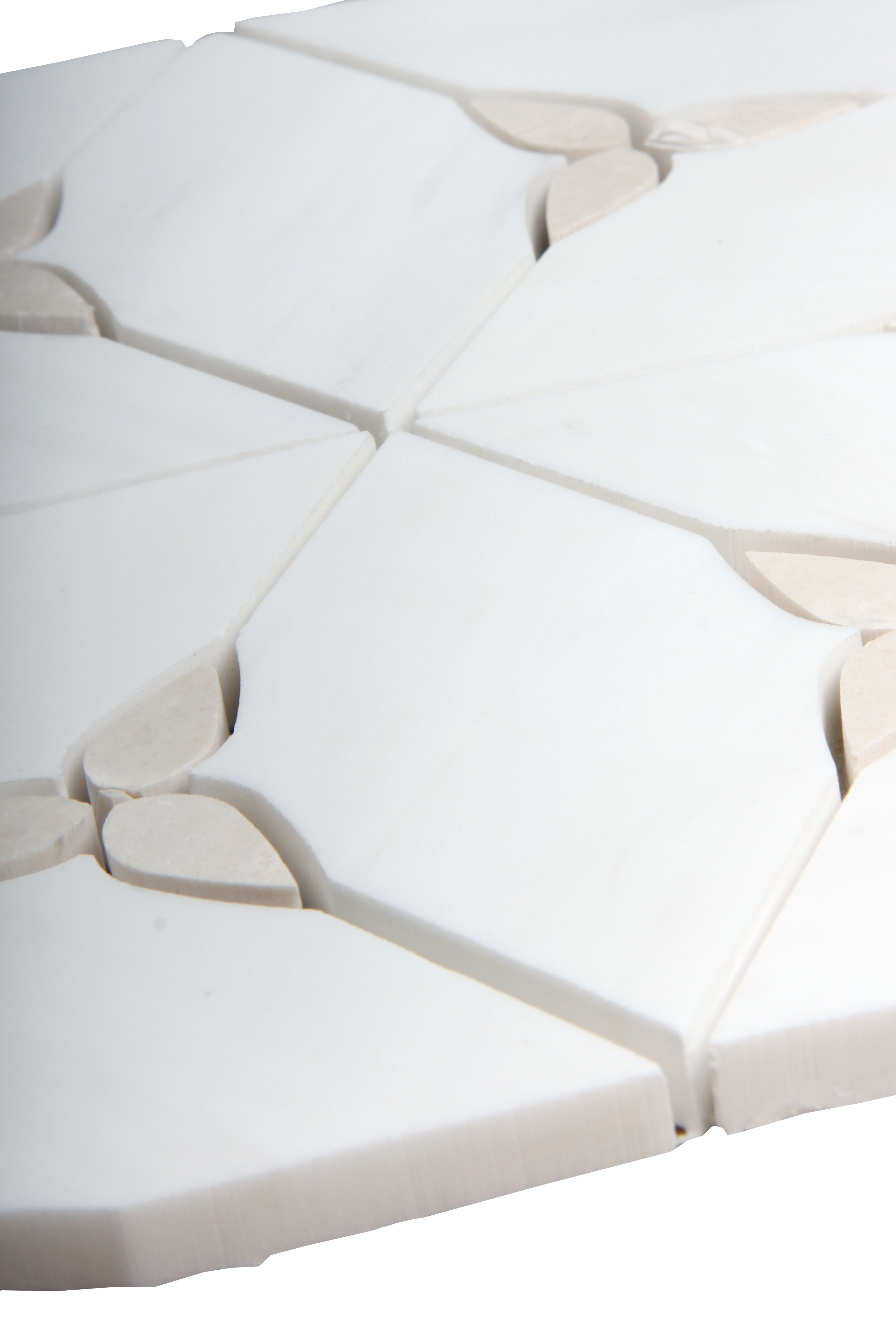 Petal Hex Beige & Dolomite Marble Waterjet Mosaic Tile