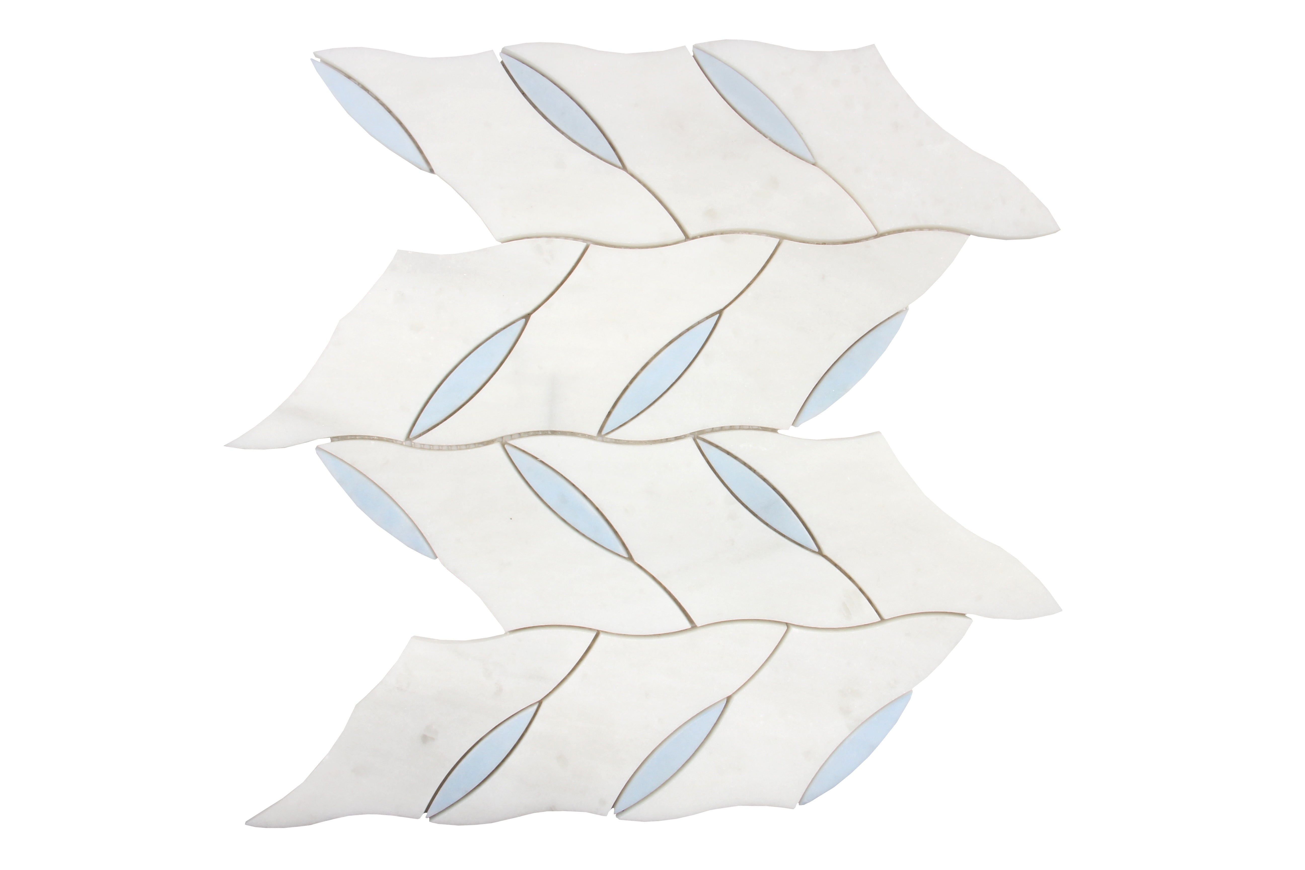 Zoey Leaves White Marble Waterjet Mosaic Tile