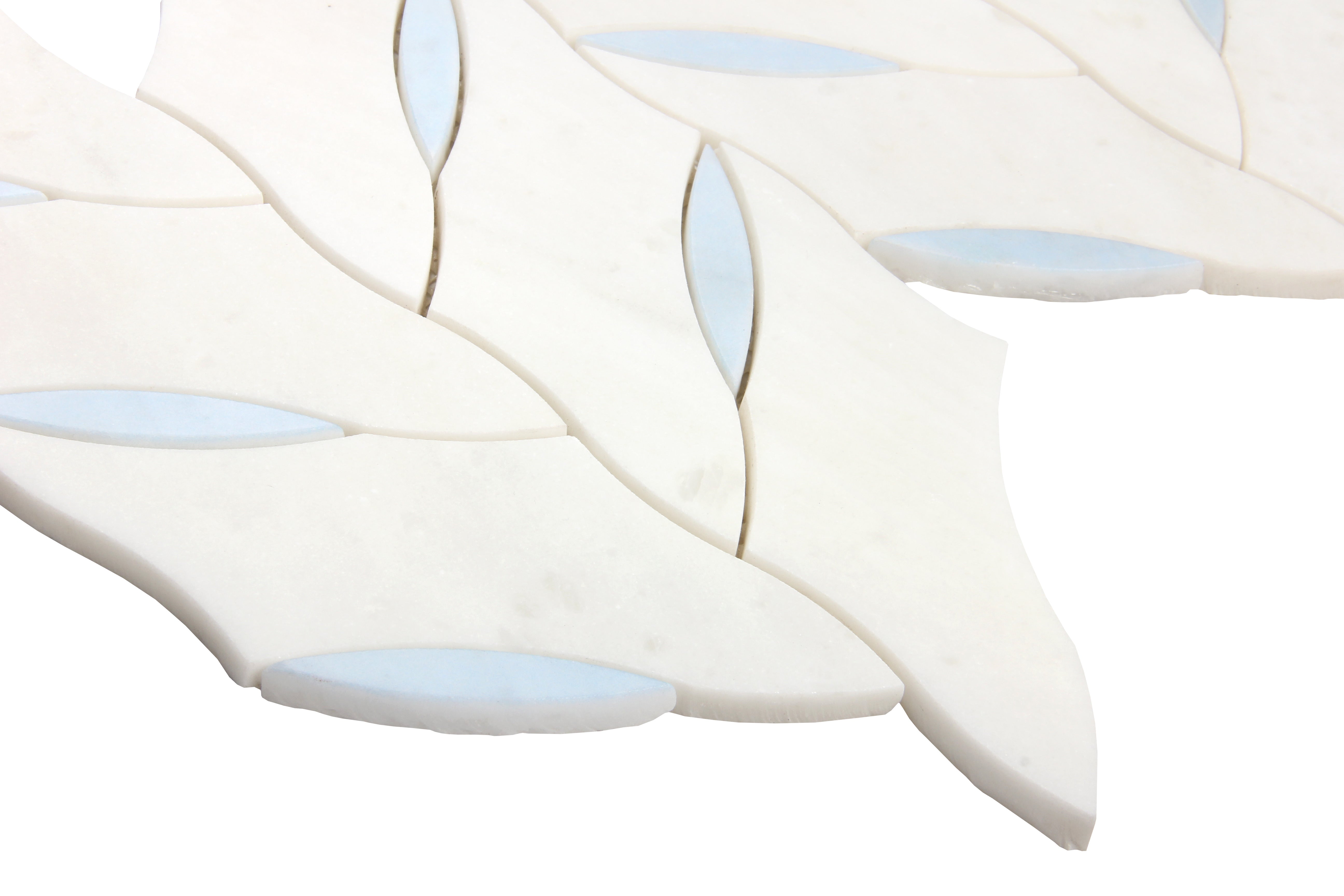 Zoey Leaves White Marble Waterjet Mosaic Tile
