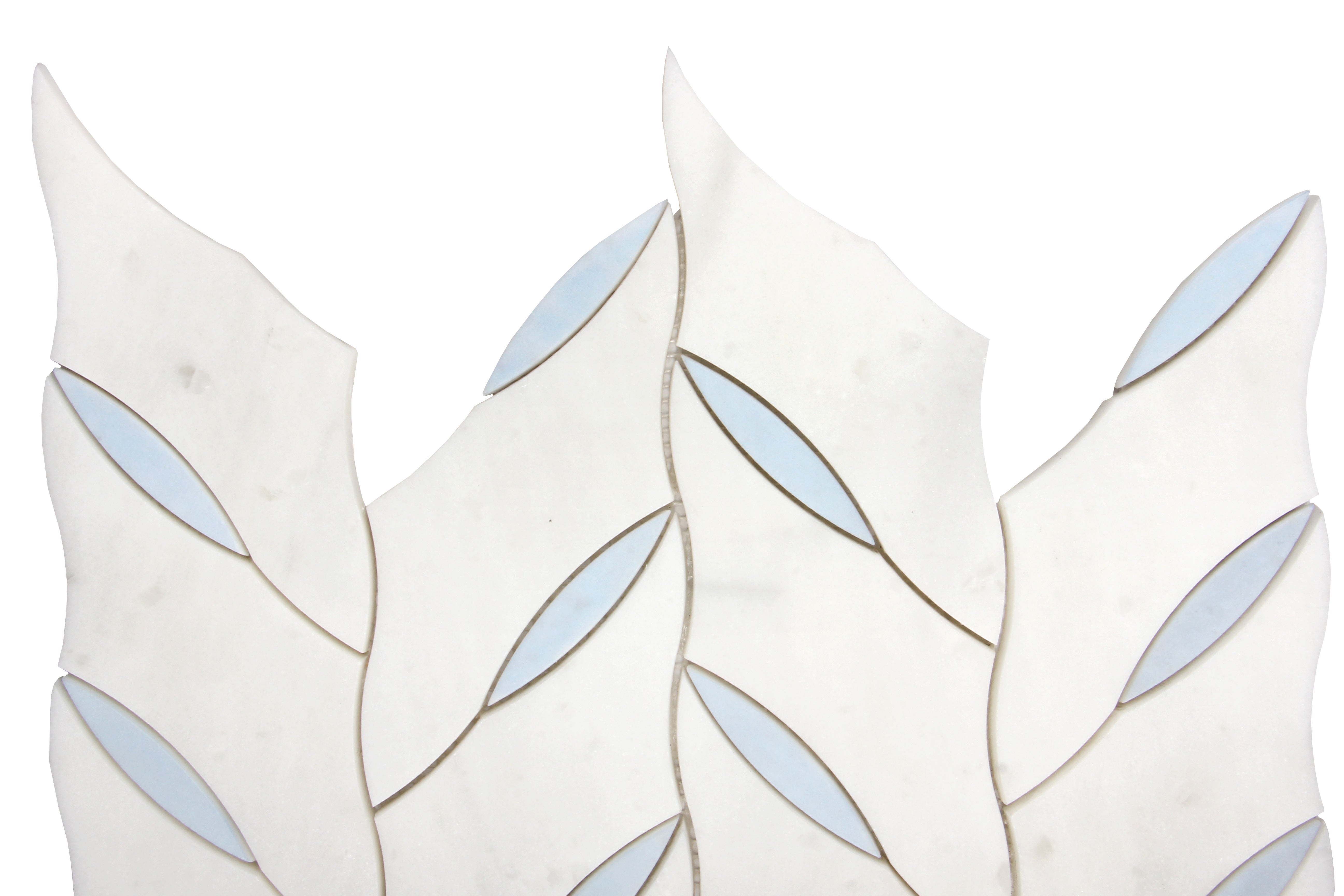 Zoey Leaves White Marble Waterjet Mosaic Tile
