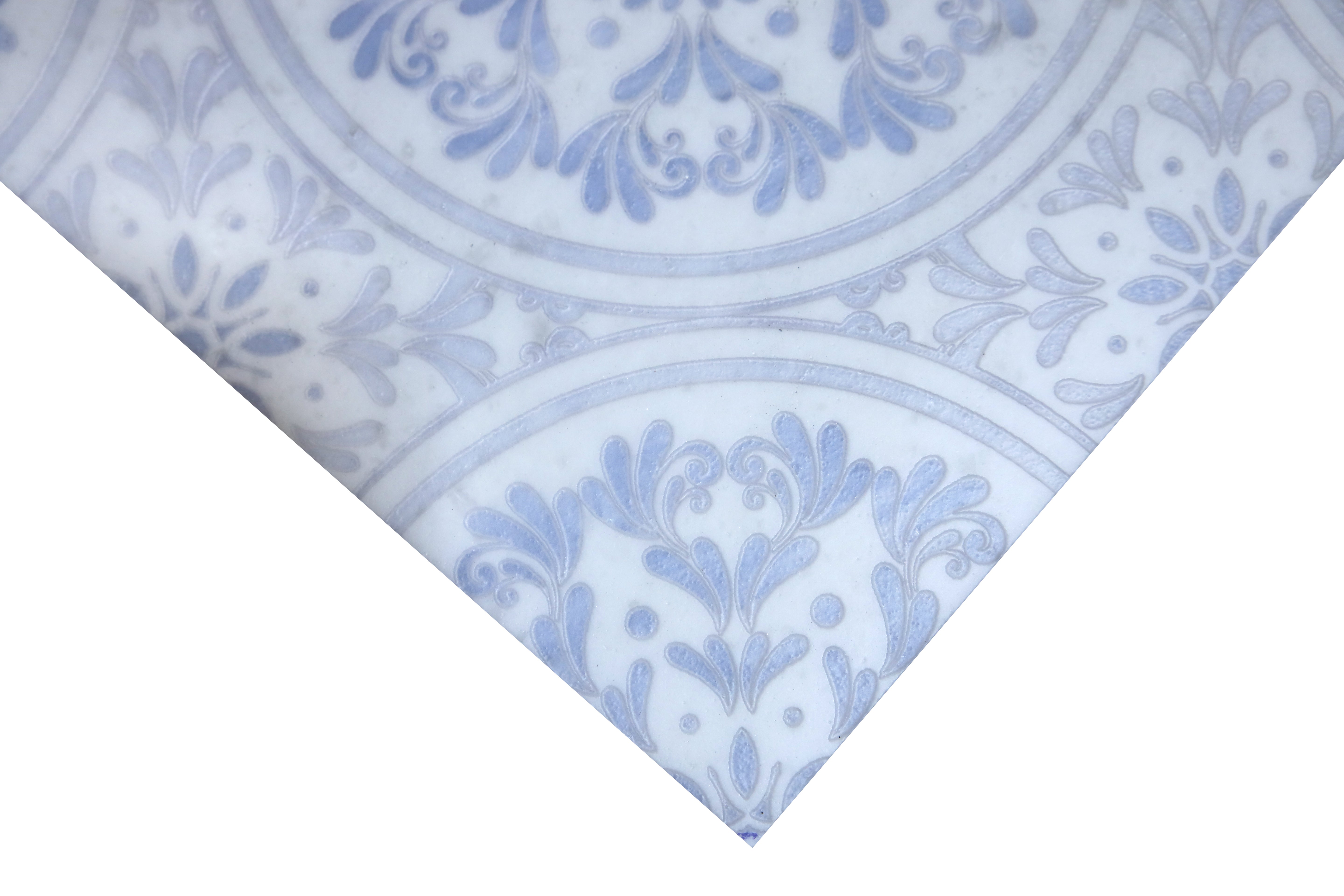 Amelia Iris decorative marble mosaic tile installed on a luxury bathroom wall