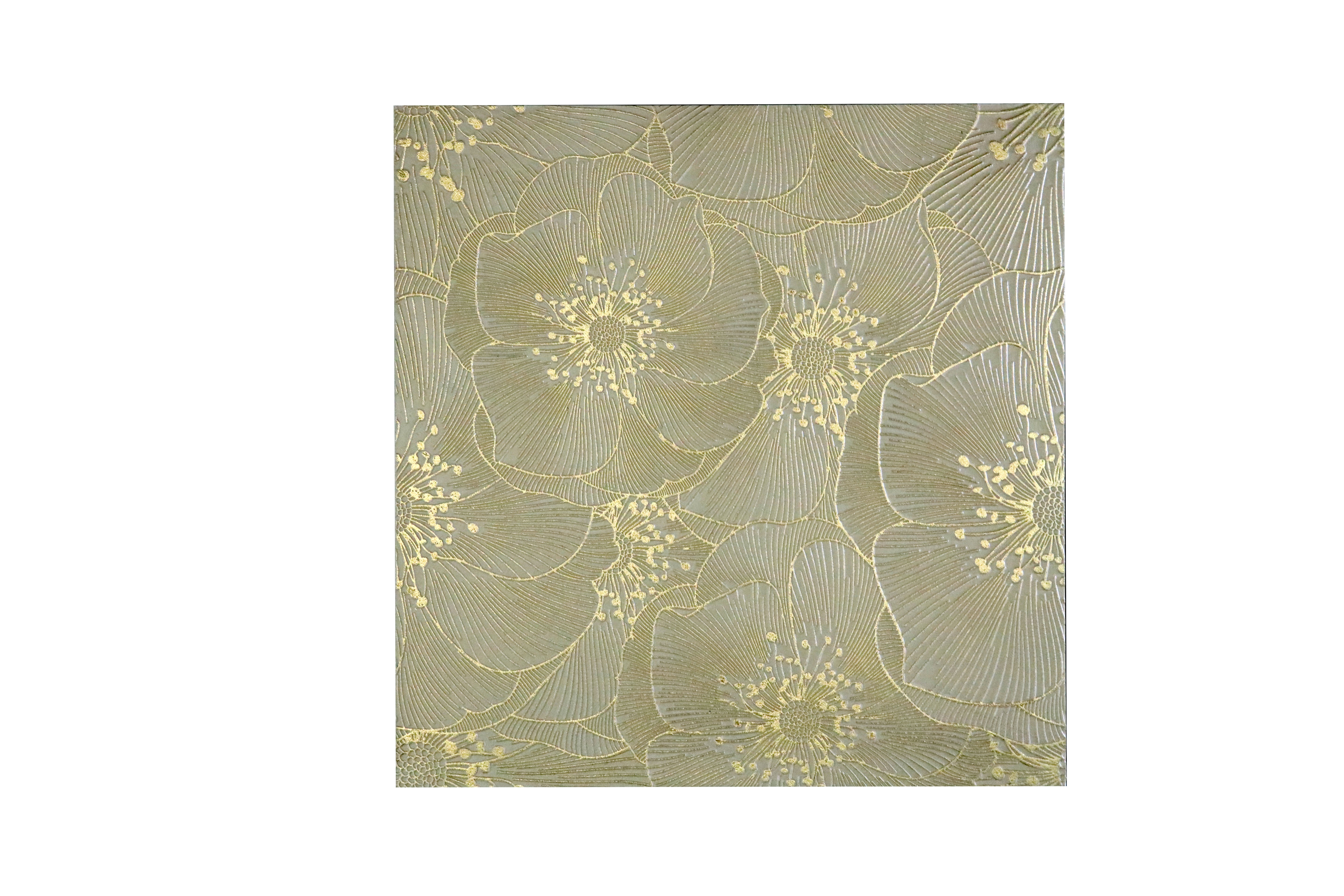 Blossom Golden 18x18 floral decorative tile with silk matte botanical texture