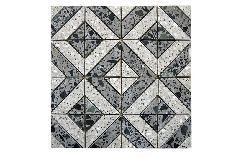 Cross Terrazzo Grey Black Mosaic Tile