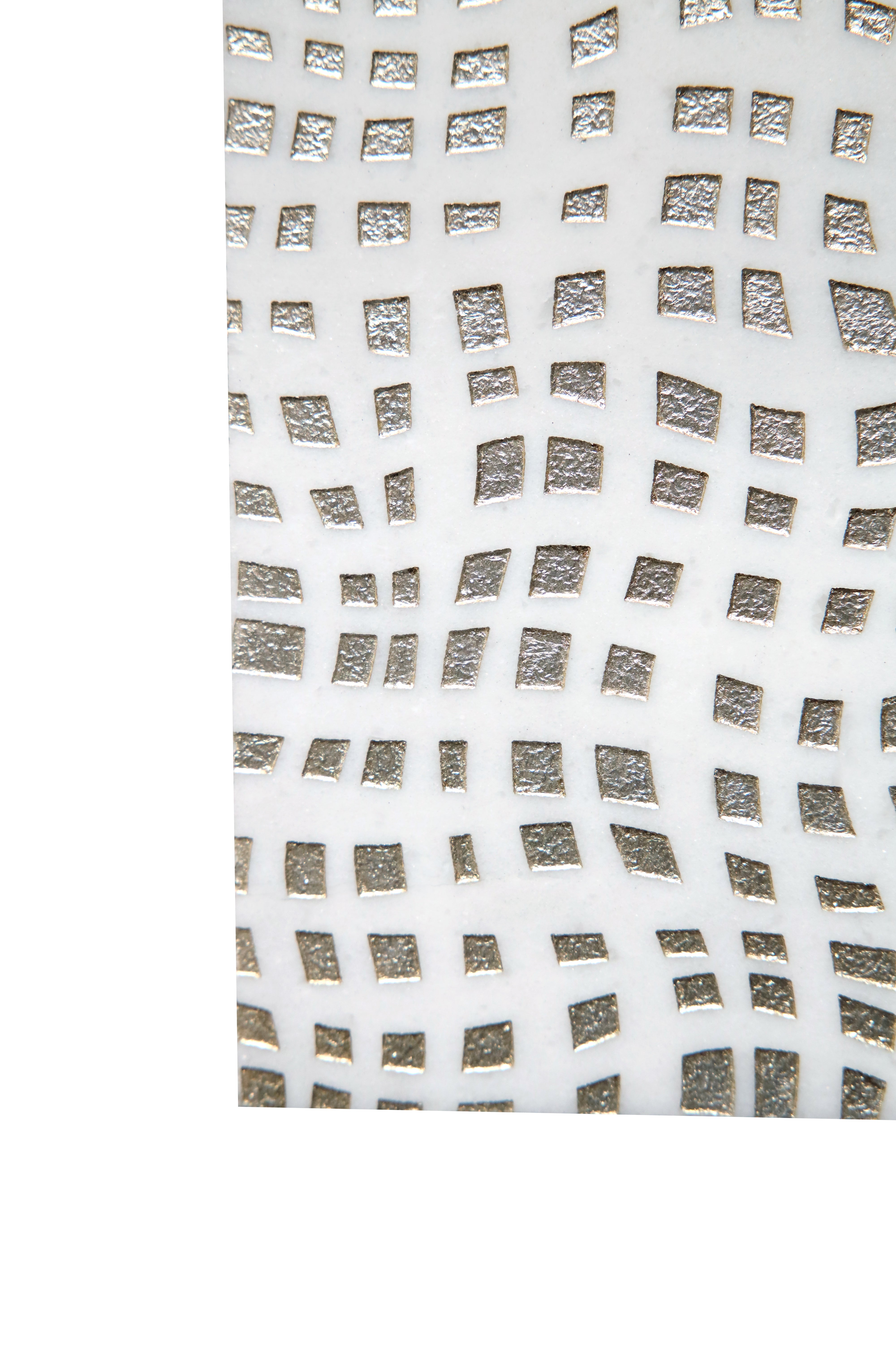 Golden Leather textured marble mosaic tile installed on a modern wall