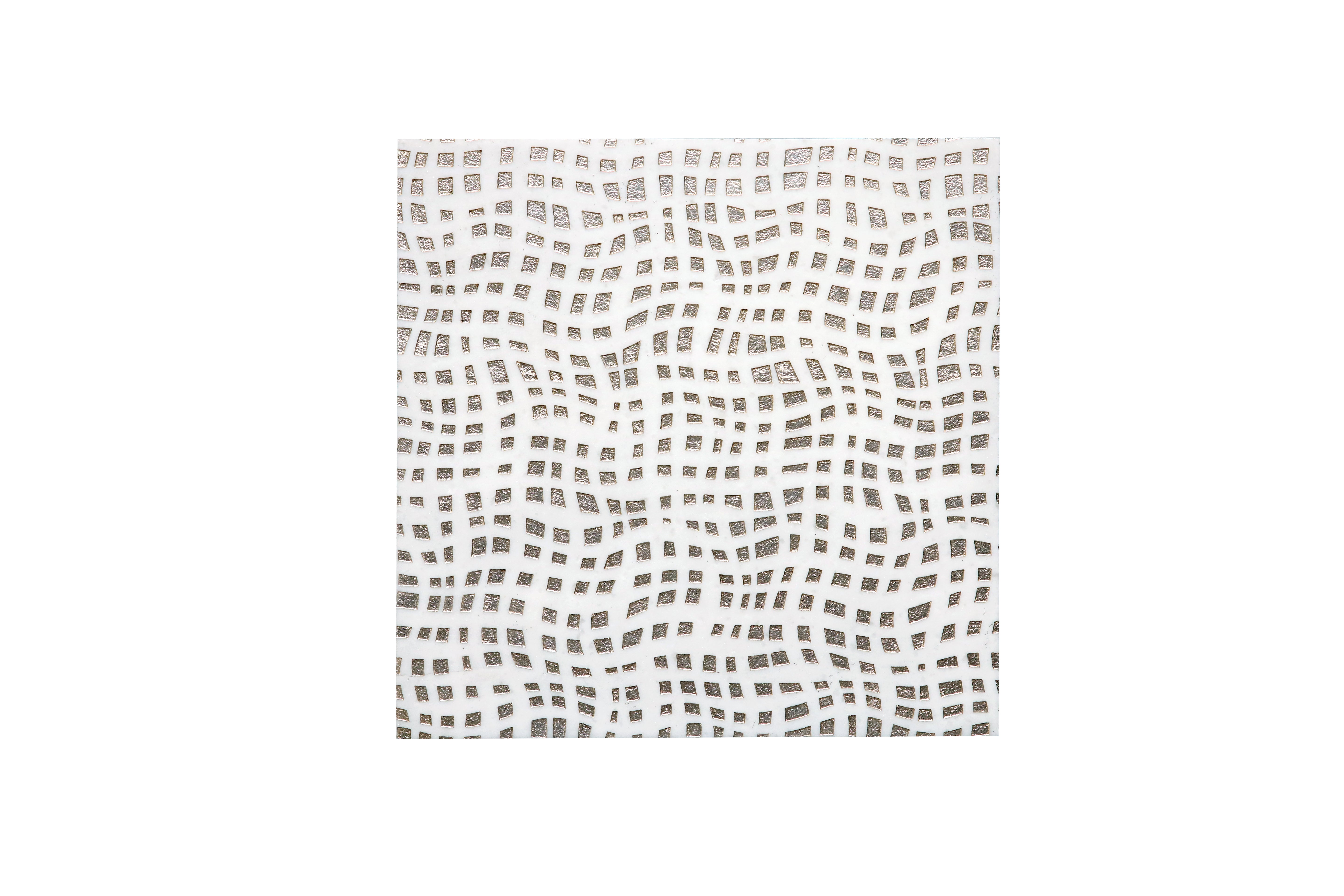 Golden Leather white marble textured mosaic tile with dimensional surface
