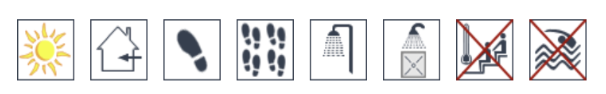 Textured tumbled travertine mosaic tile surface with decorative printed detailing
